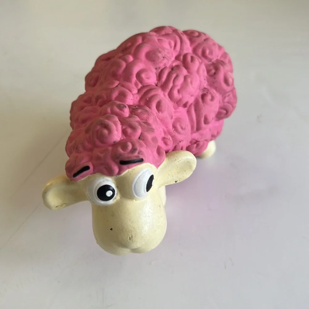 Pink Latex Squeaking Sheep Dog Toy